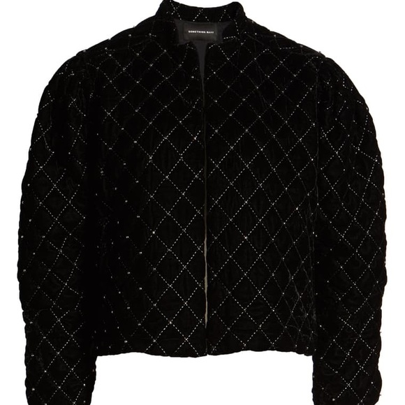 NWOT Something Navy Black Quilted Velvet Jacket - Picture 14 of 15